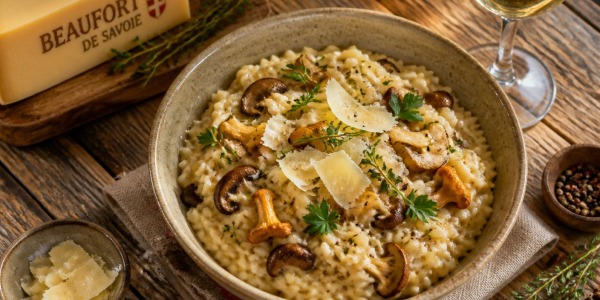 Risotto savoyard au Beaufort et champignons